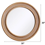 rattan mirror Brinley Rattan Mirror Round Boho Wall Mirror with demensions